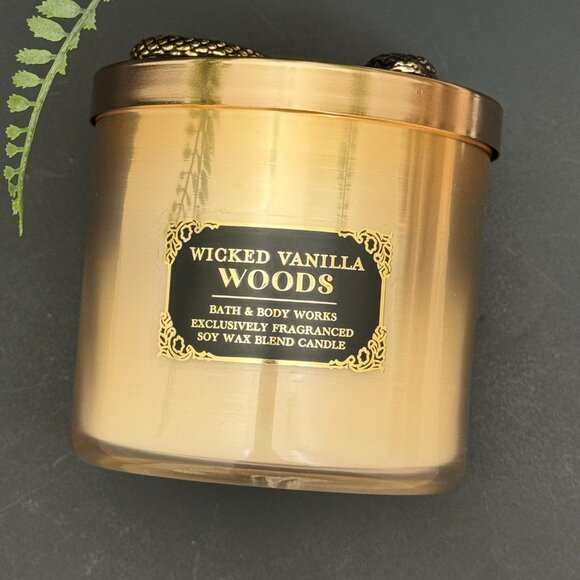 BBW Wicked Vanilla Woods Bath & Body Works 3 Wick Candle - Picture 6 of 13